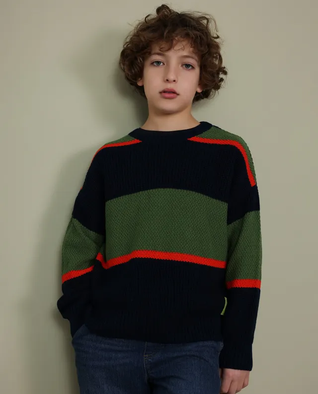 TucTuc Maglioni Tricot Righe Blu Navy Bambino Girocollo