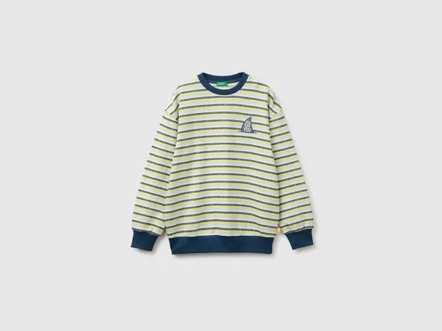 United Colors of Benetton Oversized felpa a righe ricamo