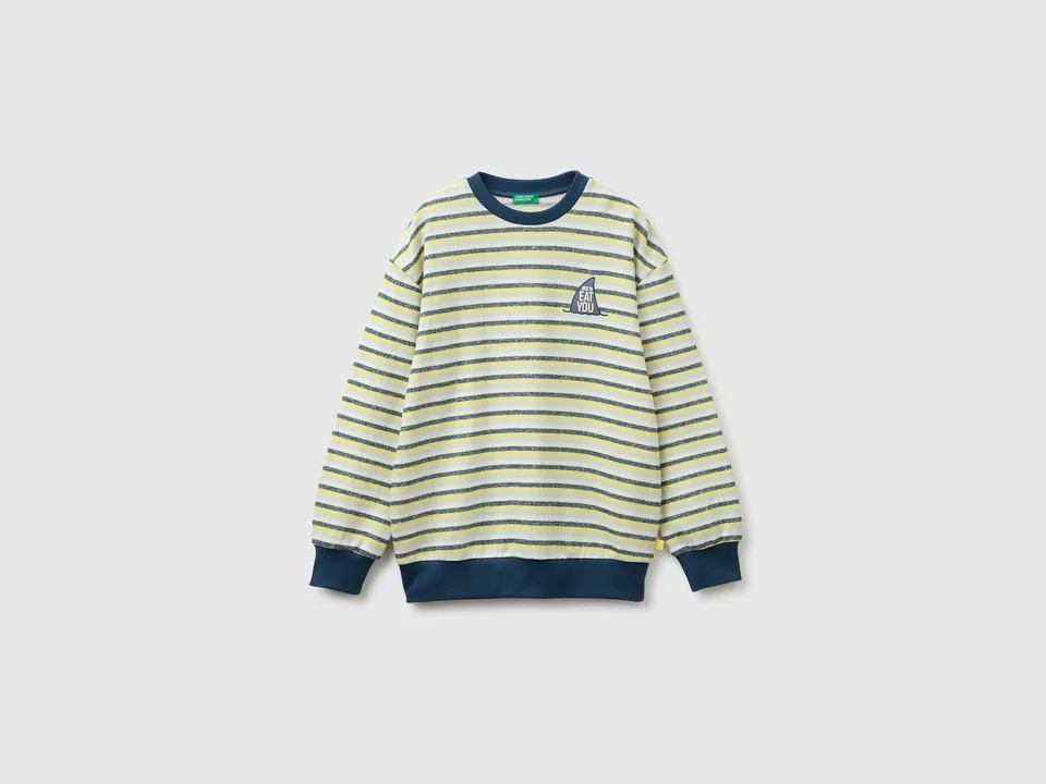 United Colors of Benetton Oversized felpa a righe ricamo