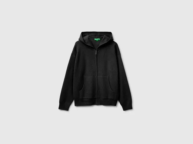 Benetton felpa zip cappuccio lana cashmere taglia S