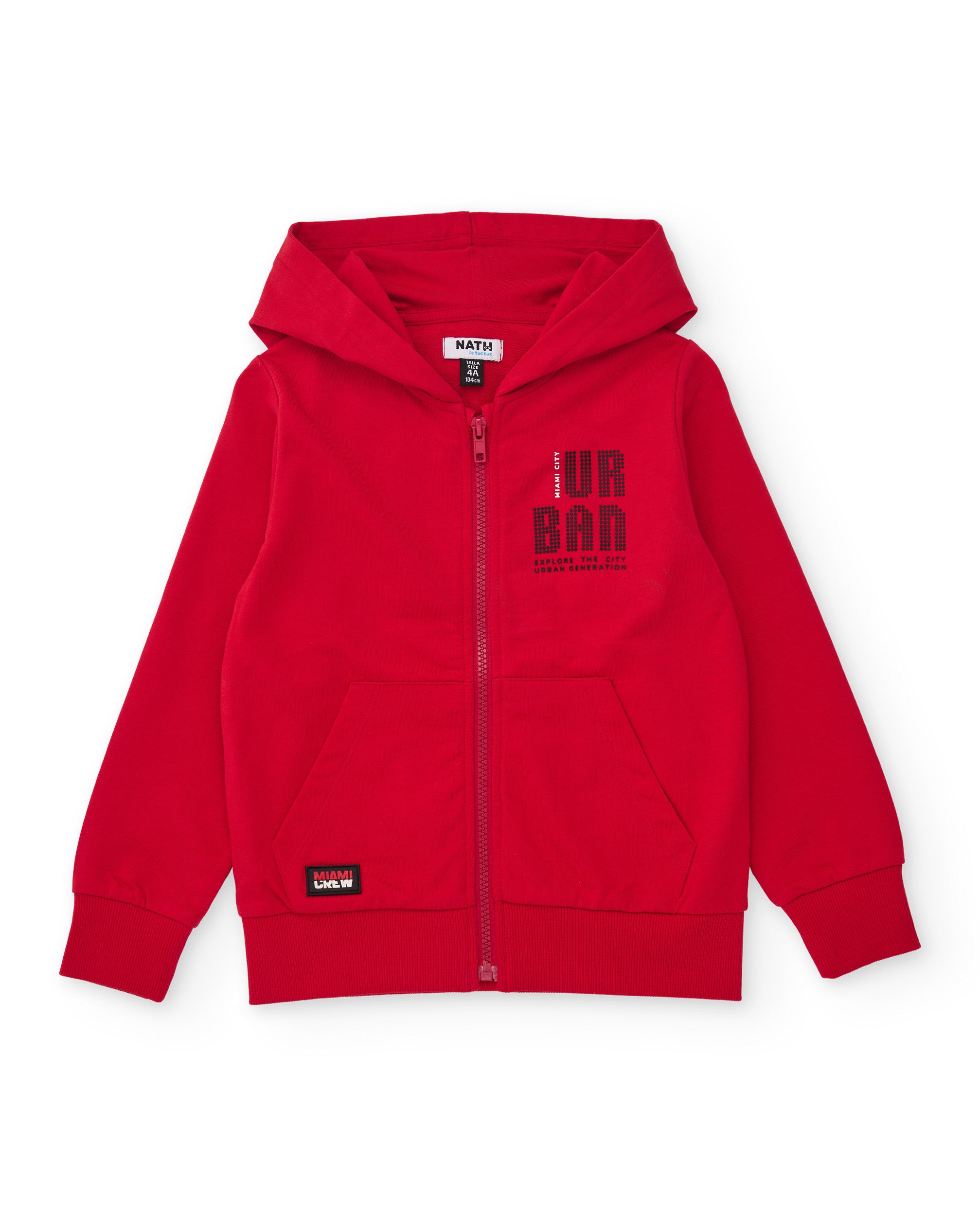 TucTuc Felpe Felpa Bambino Cappuccio Zip Rossa Cotone