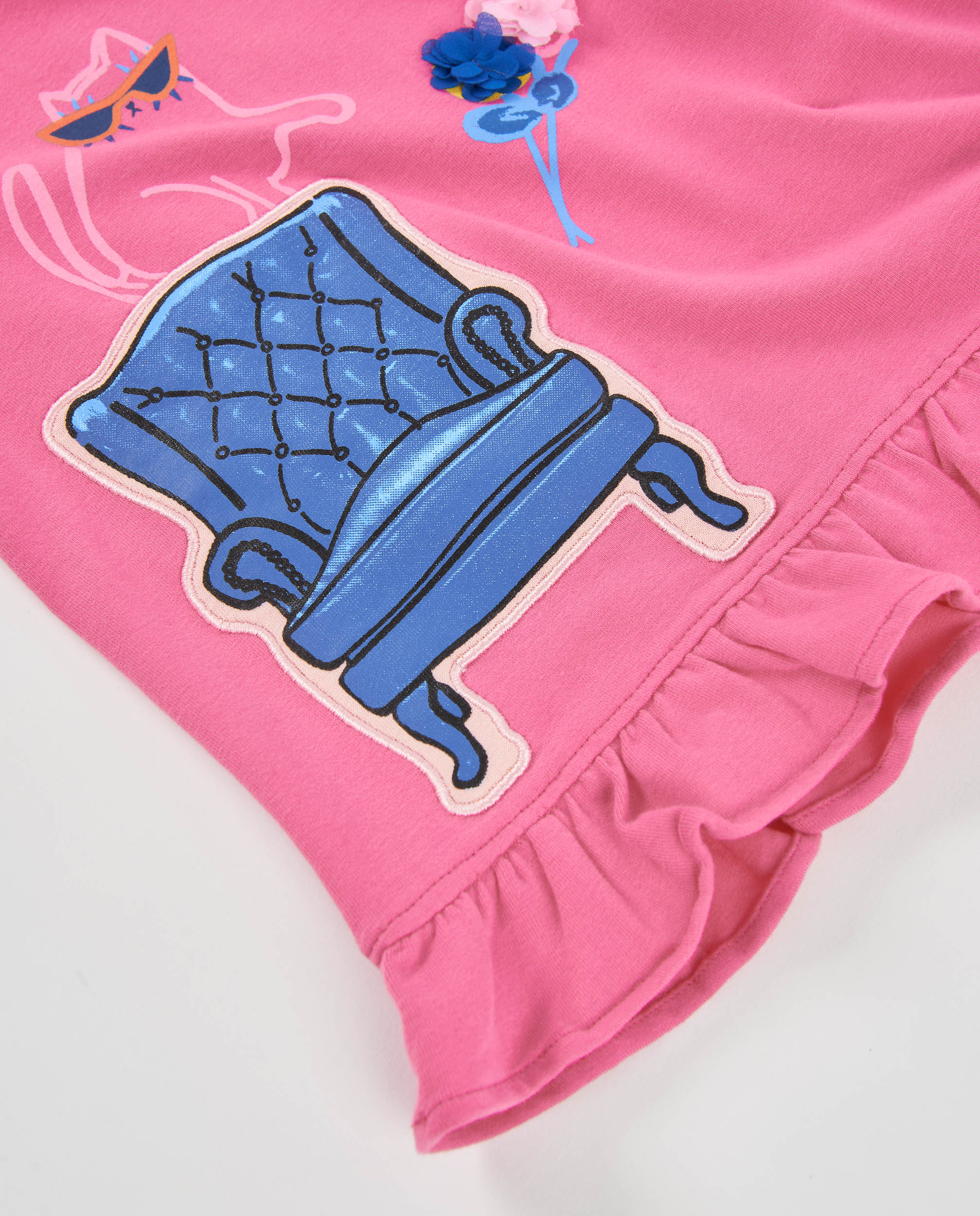 TucTuc Magliette Maglia Bambina Rosa Manica Lunga Fiori