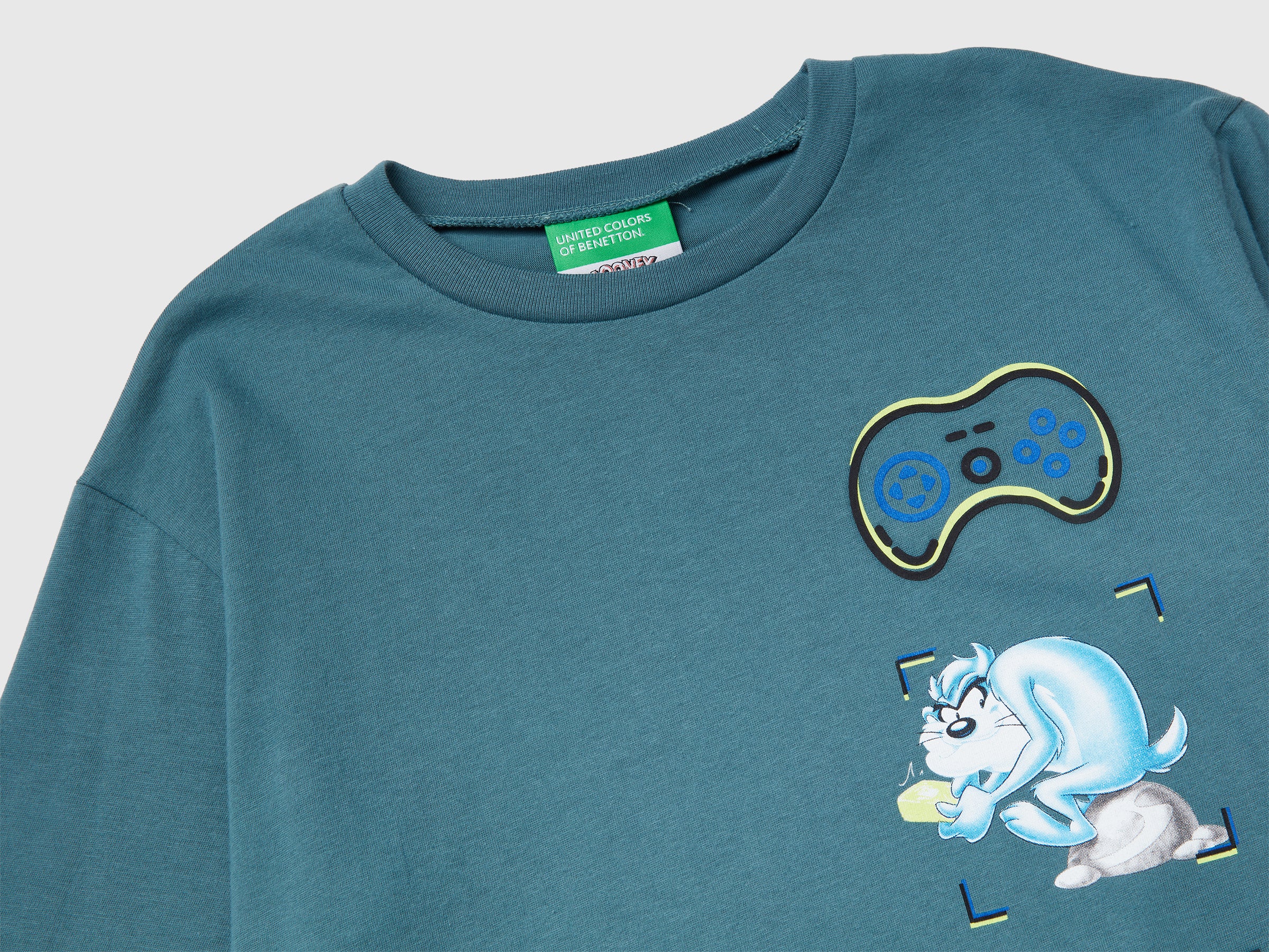 United Colors of Benetton T-Shirts Maglietta gamer stampa L cotone bio