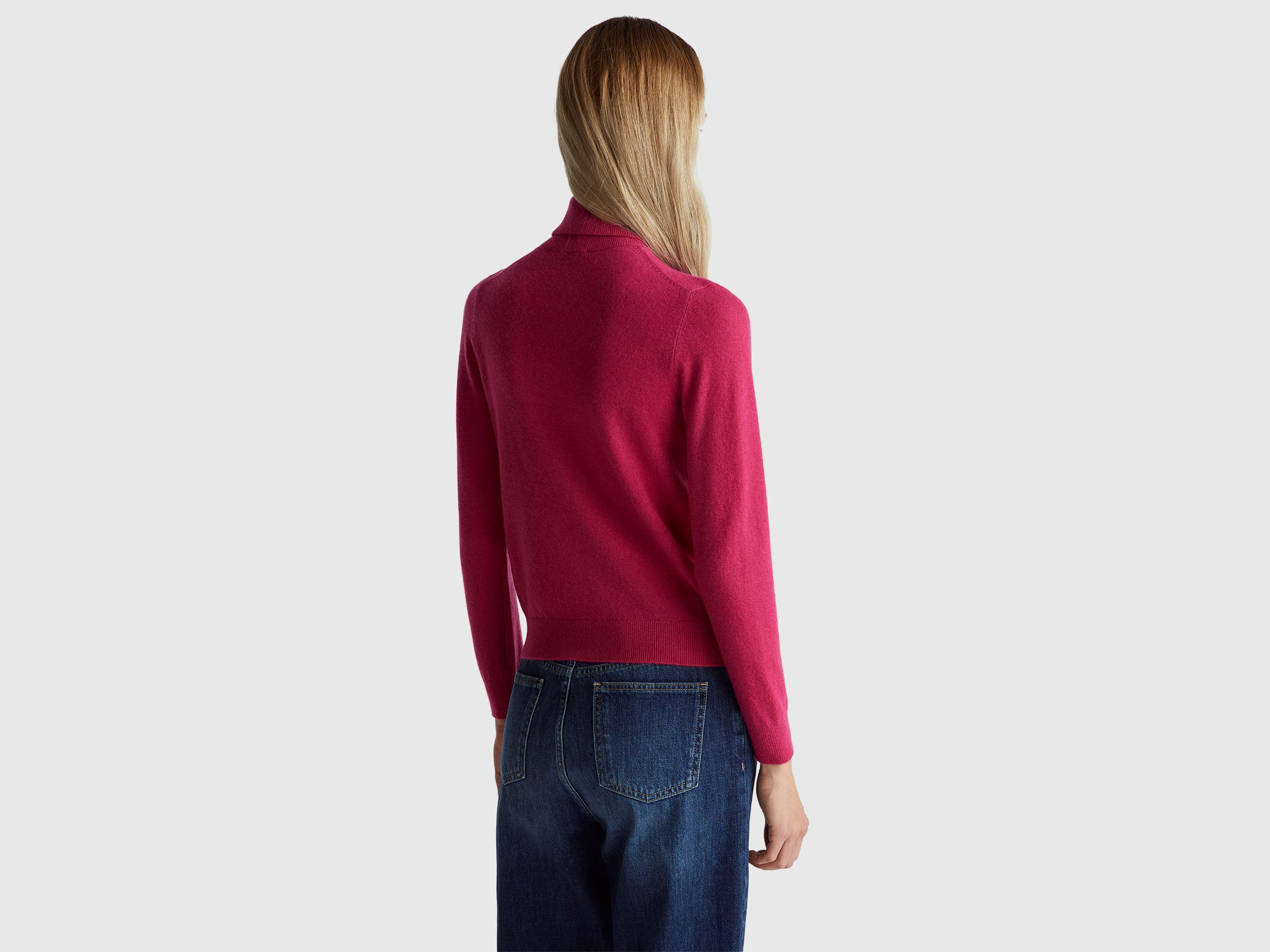 United Colors of Benetton Maglione dolcevita lana Merino fucsia