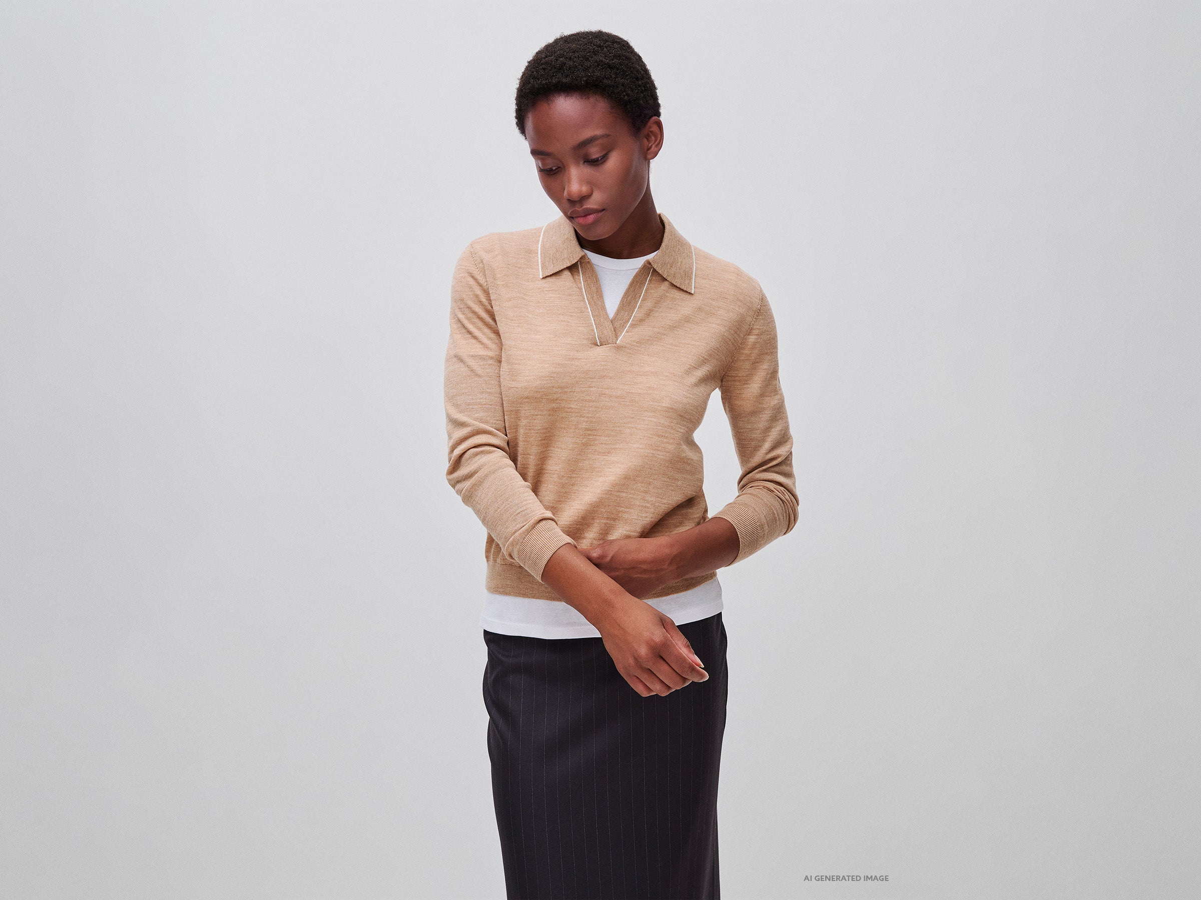 United Colors of Benetton Polo lana merino scollo V taglia M
