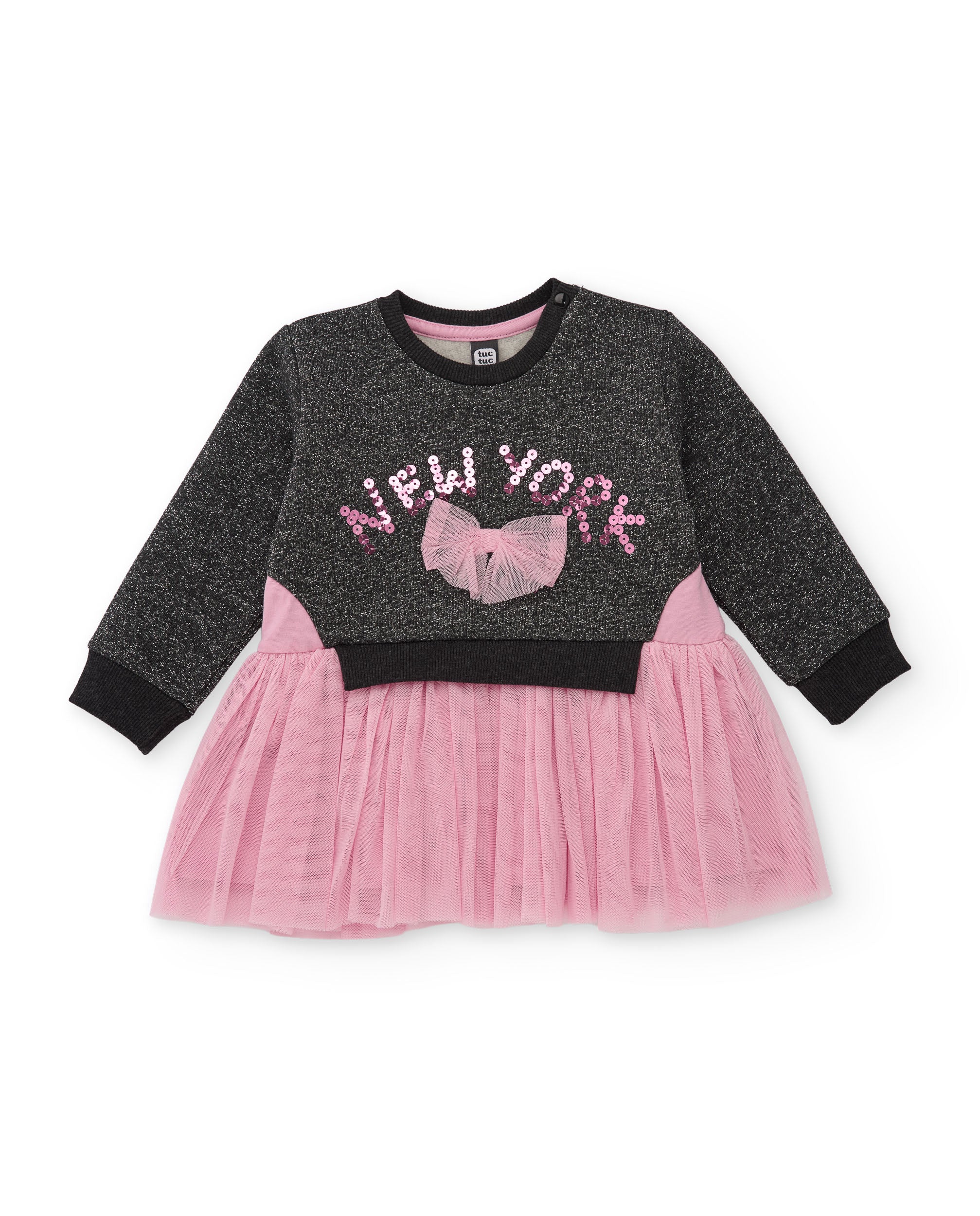 TucTuc Vestiti abito bambina felpa tulle grigio rosa