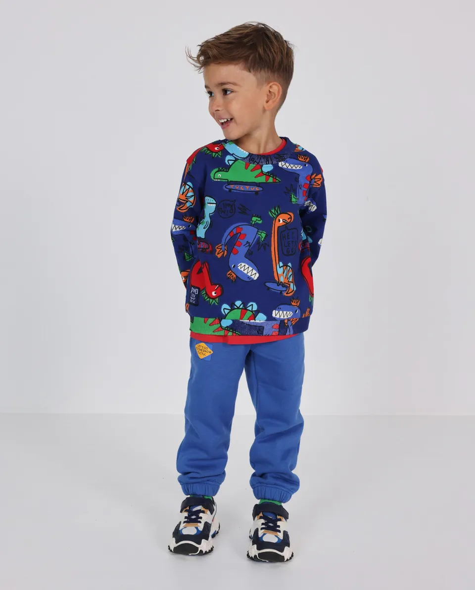 TucTuc Dino Roll Felpa Bambino Blu Dinosauri Senza Cappuccio