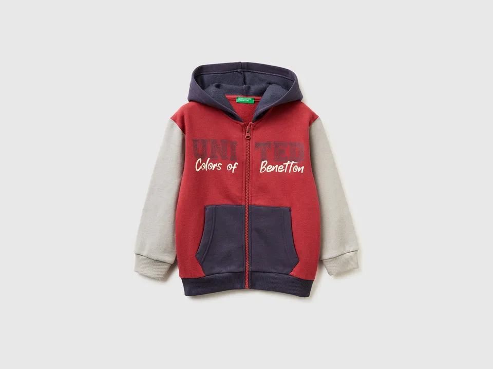 United Colors of Benetton Sweatshirts felpa zip cappuccio cotone 82