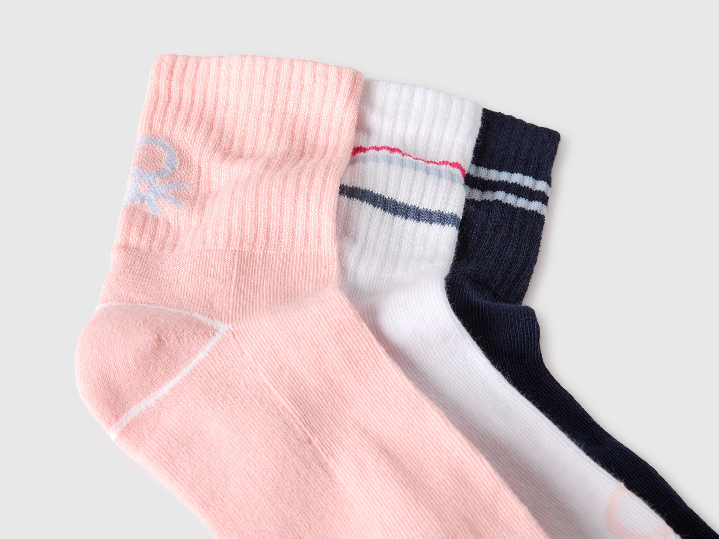 United Colors of Benetton Logo Tris calzini cotone 3 paia