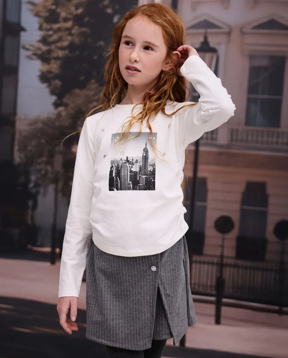 TucTuc Gonne Gonna-Pantalone Bambina Righe Grigio