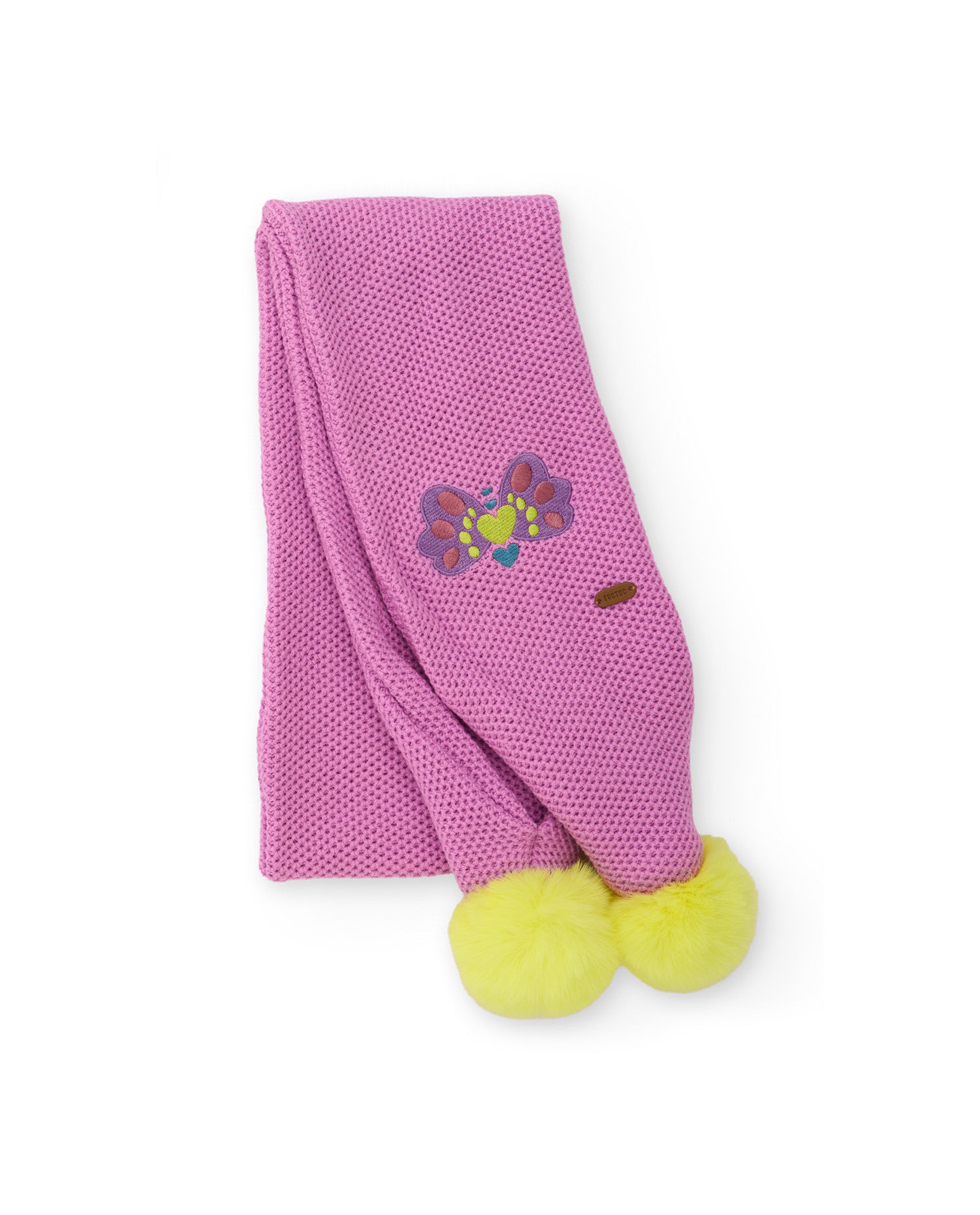 TucTuc Accessori Sciarpa Bimba Rosa Tricot Pompon Farfalla