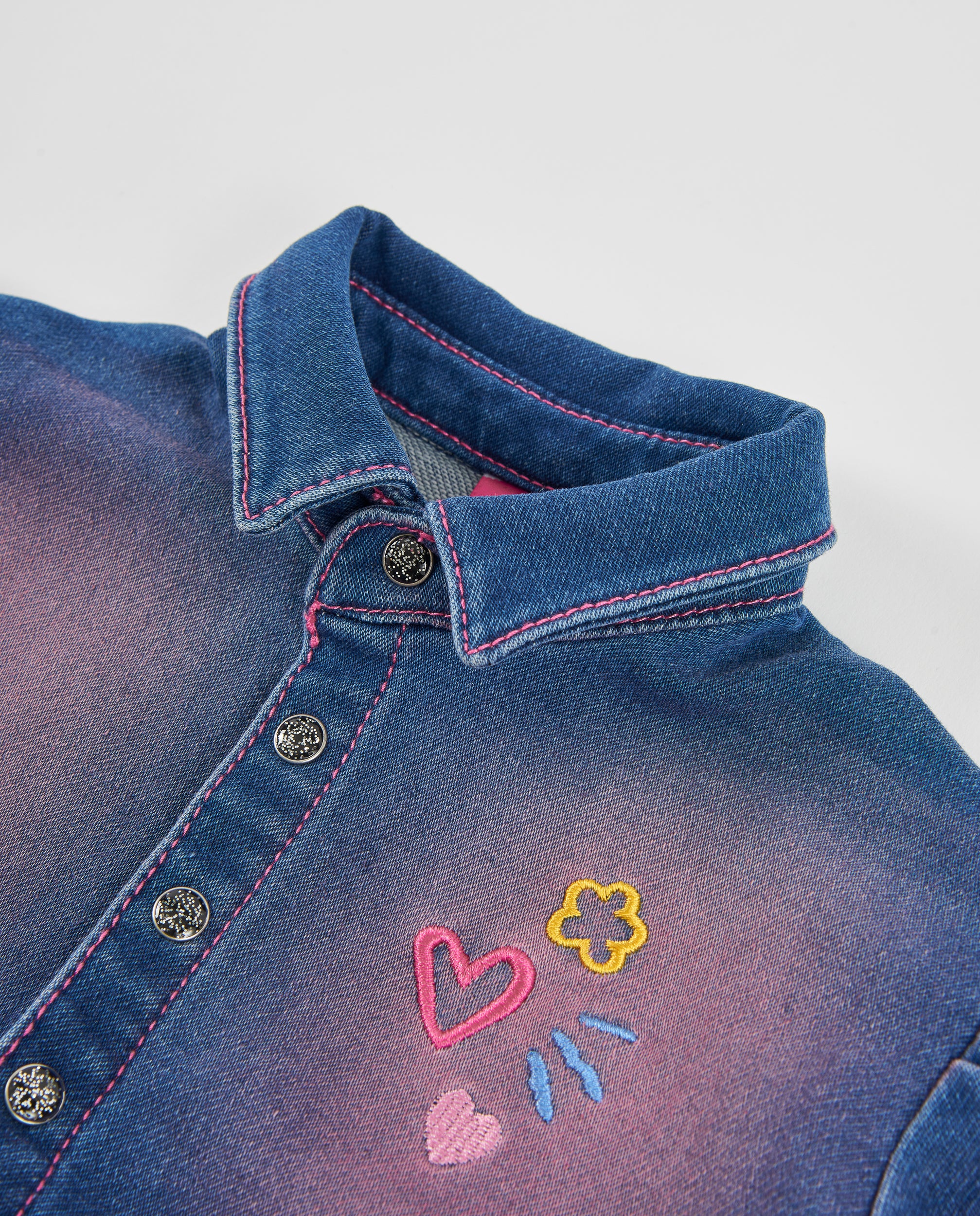 TucTuc Vestiti vestito bambina denim tulle blu ricamo