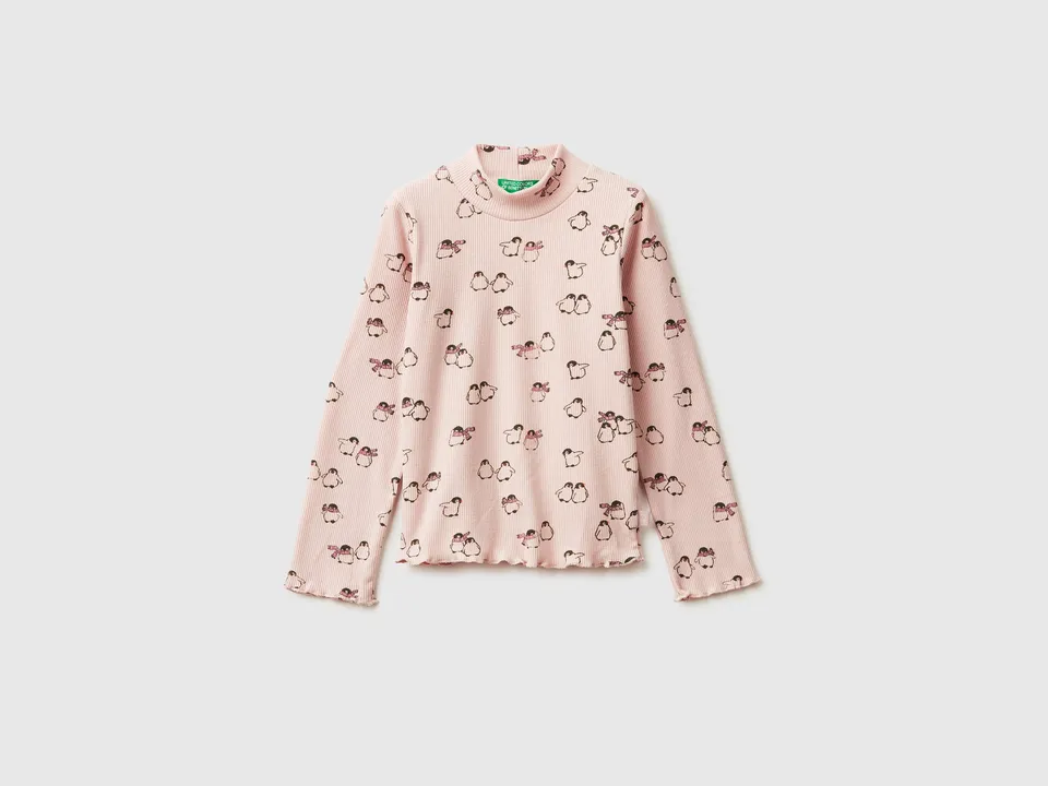 United Colors of Benetton t-shirt pinguini bimba manica lunga 104