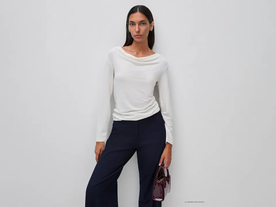 United Colors of Benetton t-shirt viscosa scollo drappeggio donna