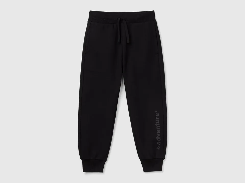 United Colors of Benetton Pantaloni Tuta Felpa Cotone Stampa Frontale