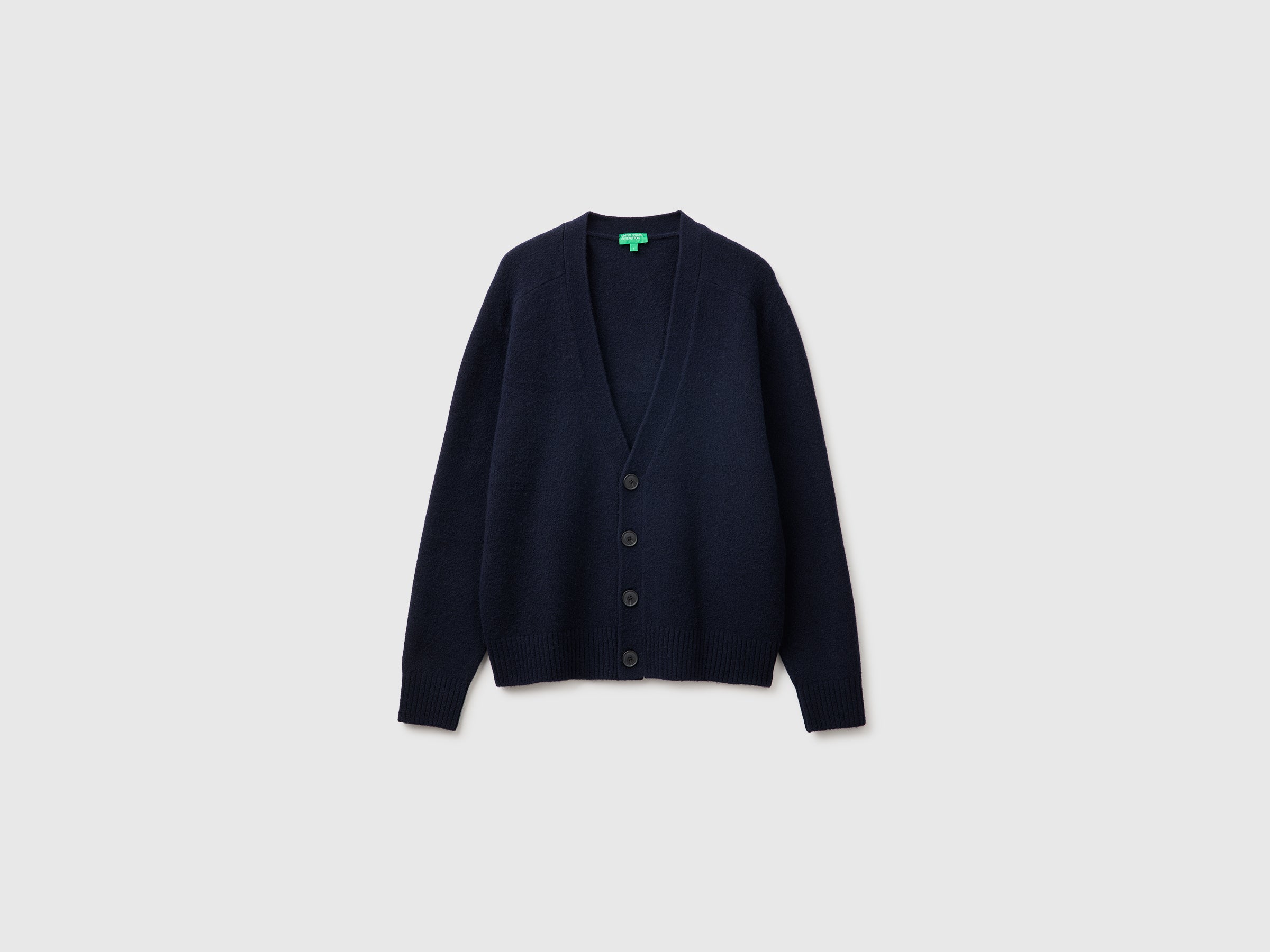 Benetton Cardigan Oversize Misto Lana Scollo V Taglia L