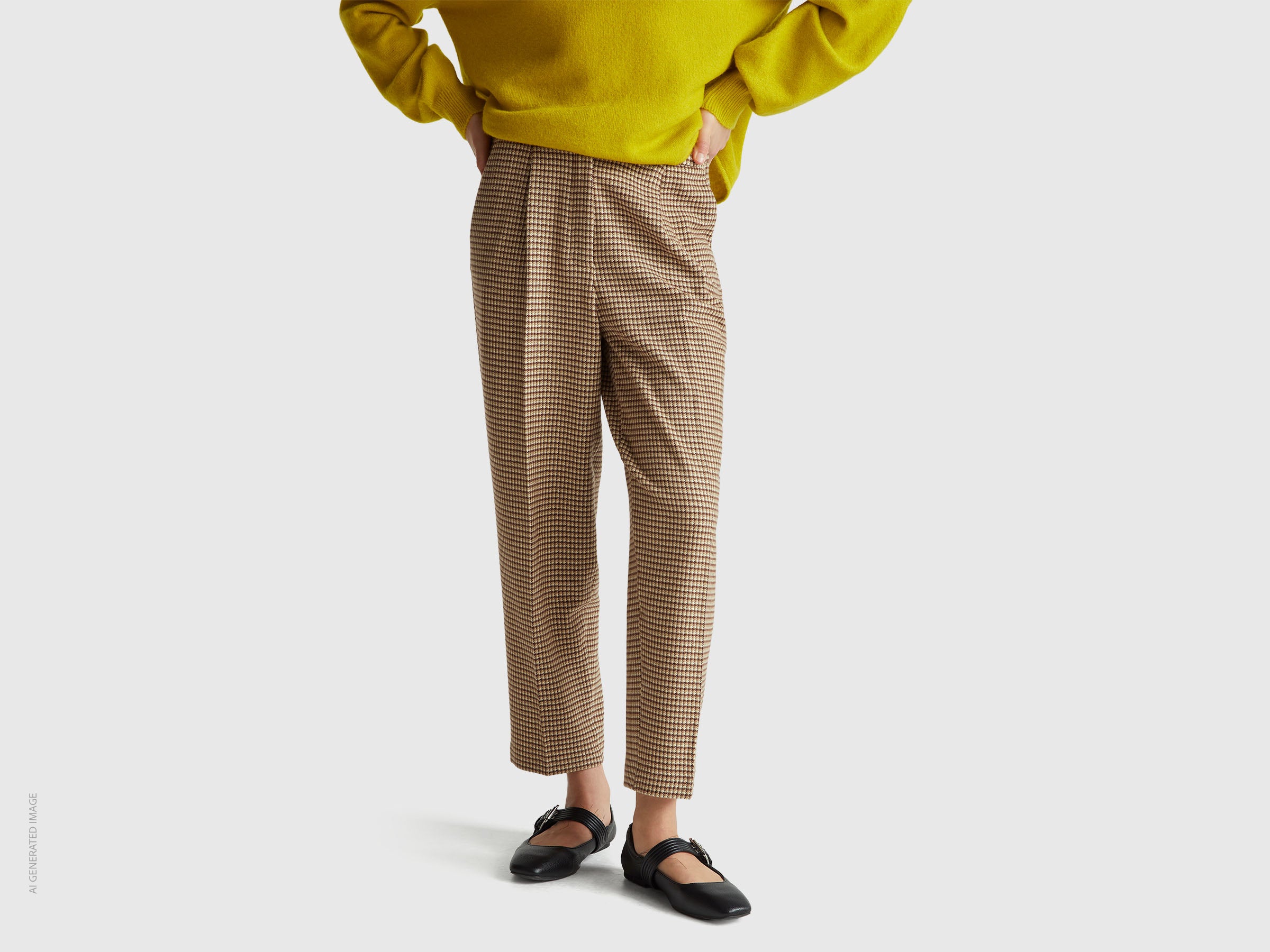 United Colors of Benetton Trousers Pantaloni Flanella Pied-de-Poule
