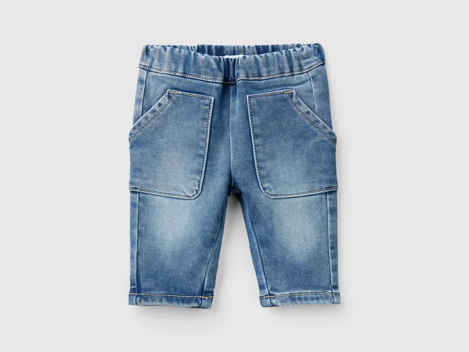 Benetton Jeans Termici Neonato Cotone Denim Taglia 68