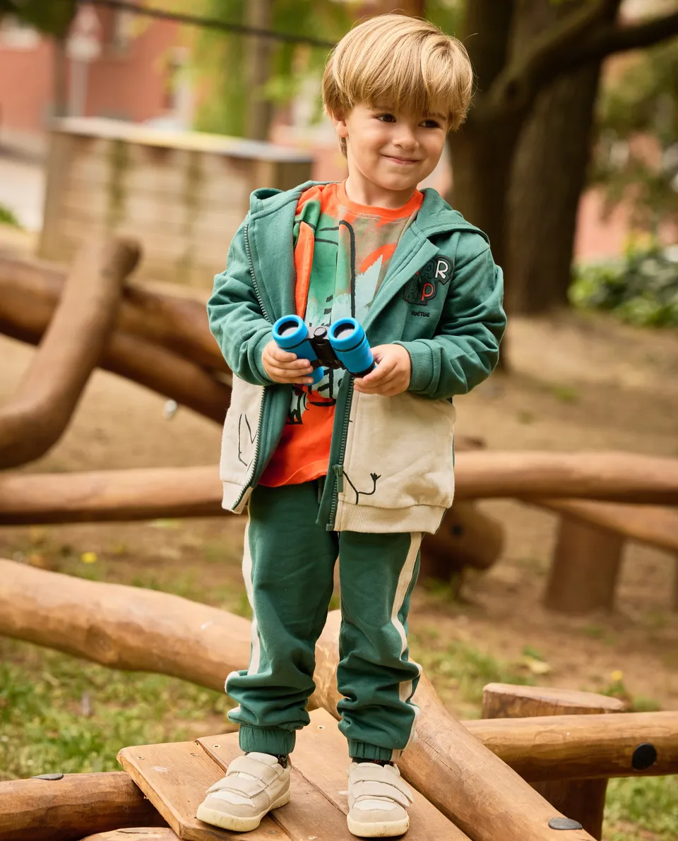 TucTuc Pantaloni Felpa Bambino Verde Vita Elasticizzata