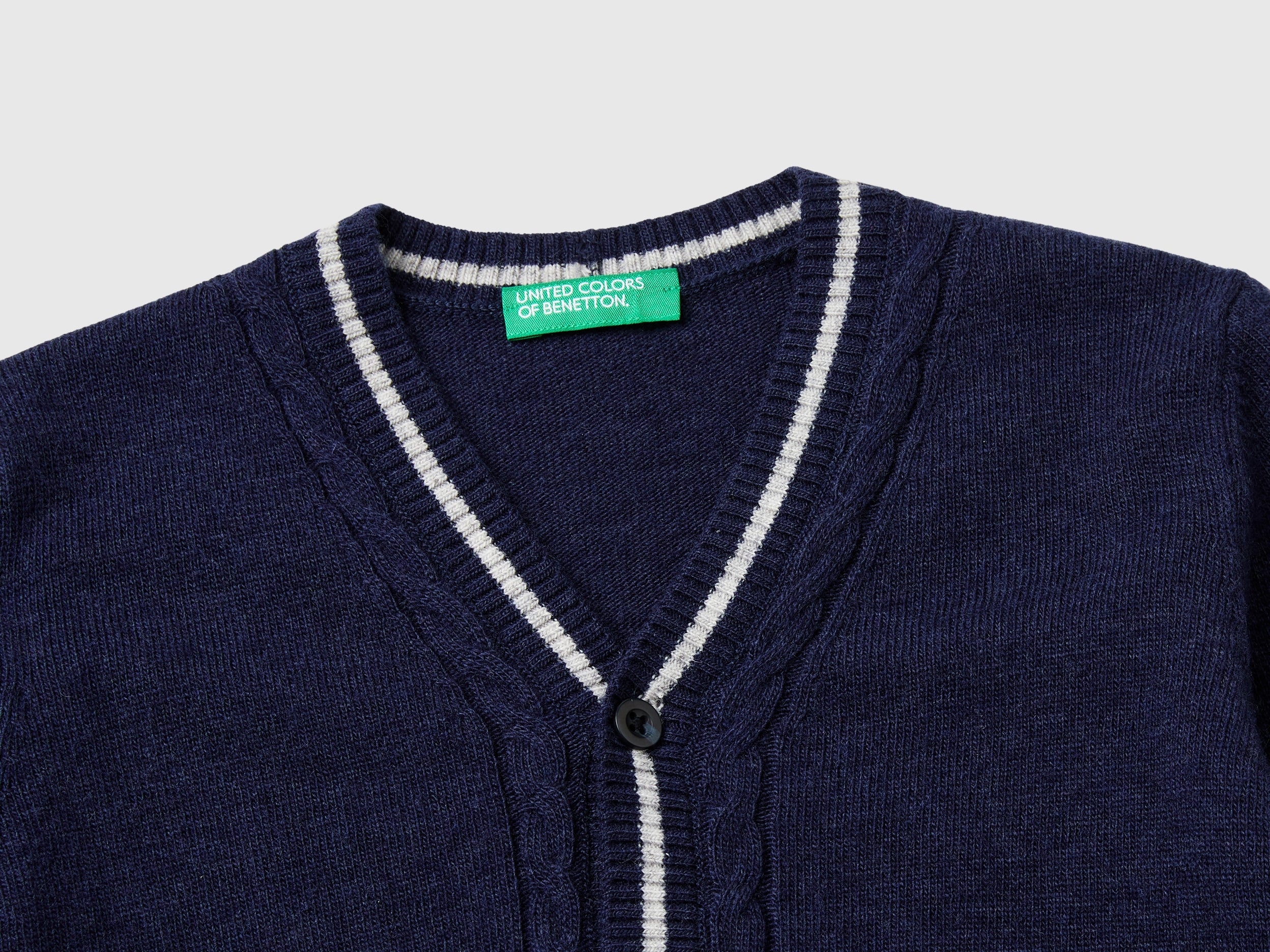 United Colors of Benetton Cardigan Lana Scollo V Bambina Tasche