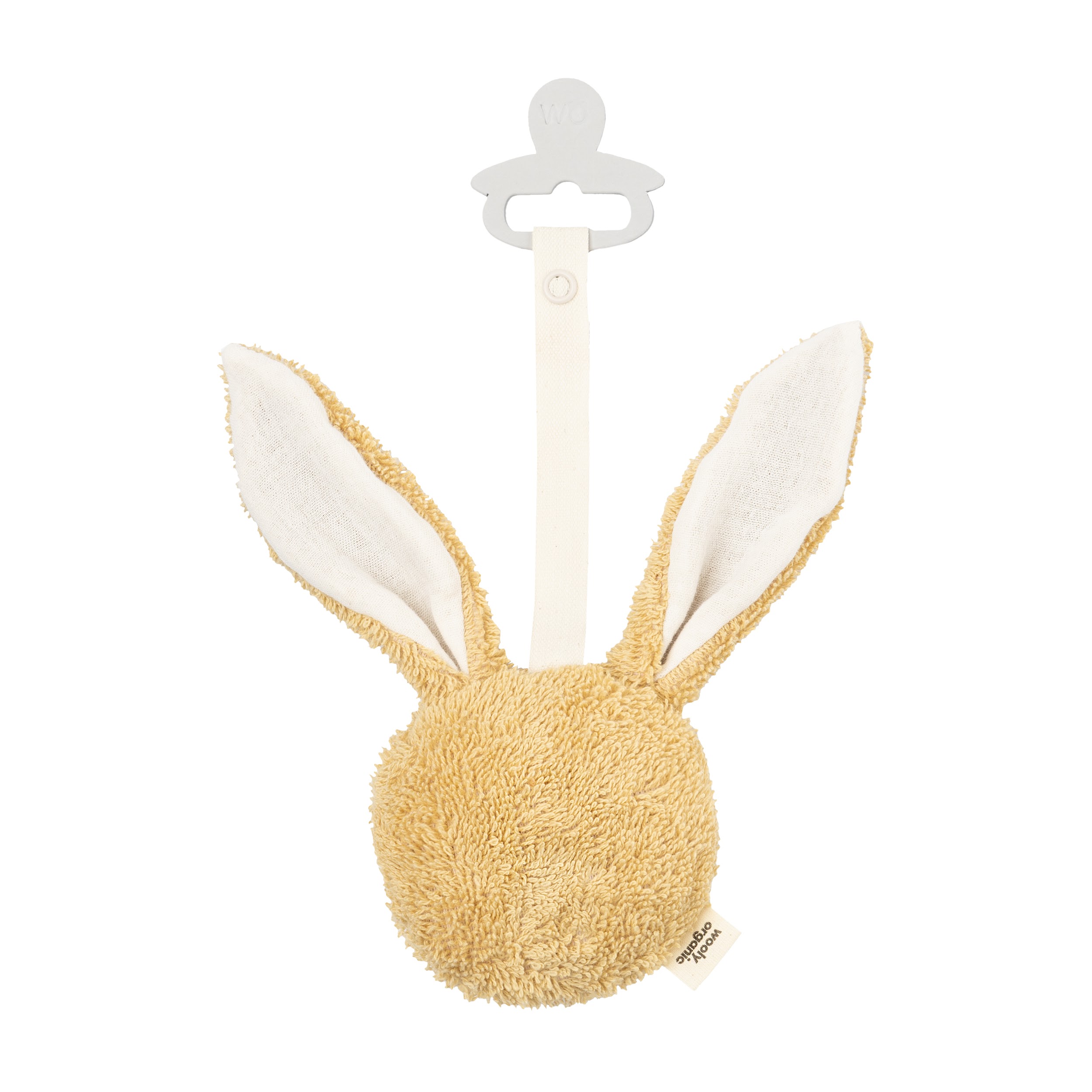 Woolly Organic Bunny porta ciuccio peluche coniglio 9cm cotone bio