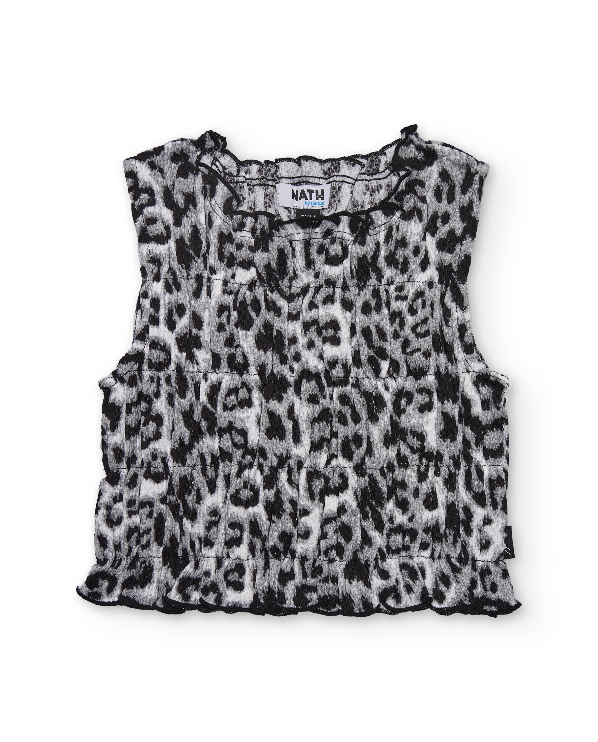 TucTuc Maglietta top animalier bambina nero elastico