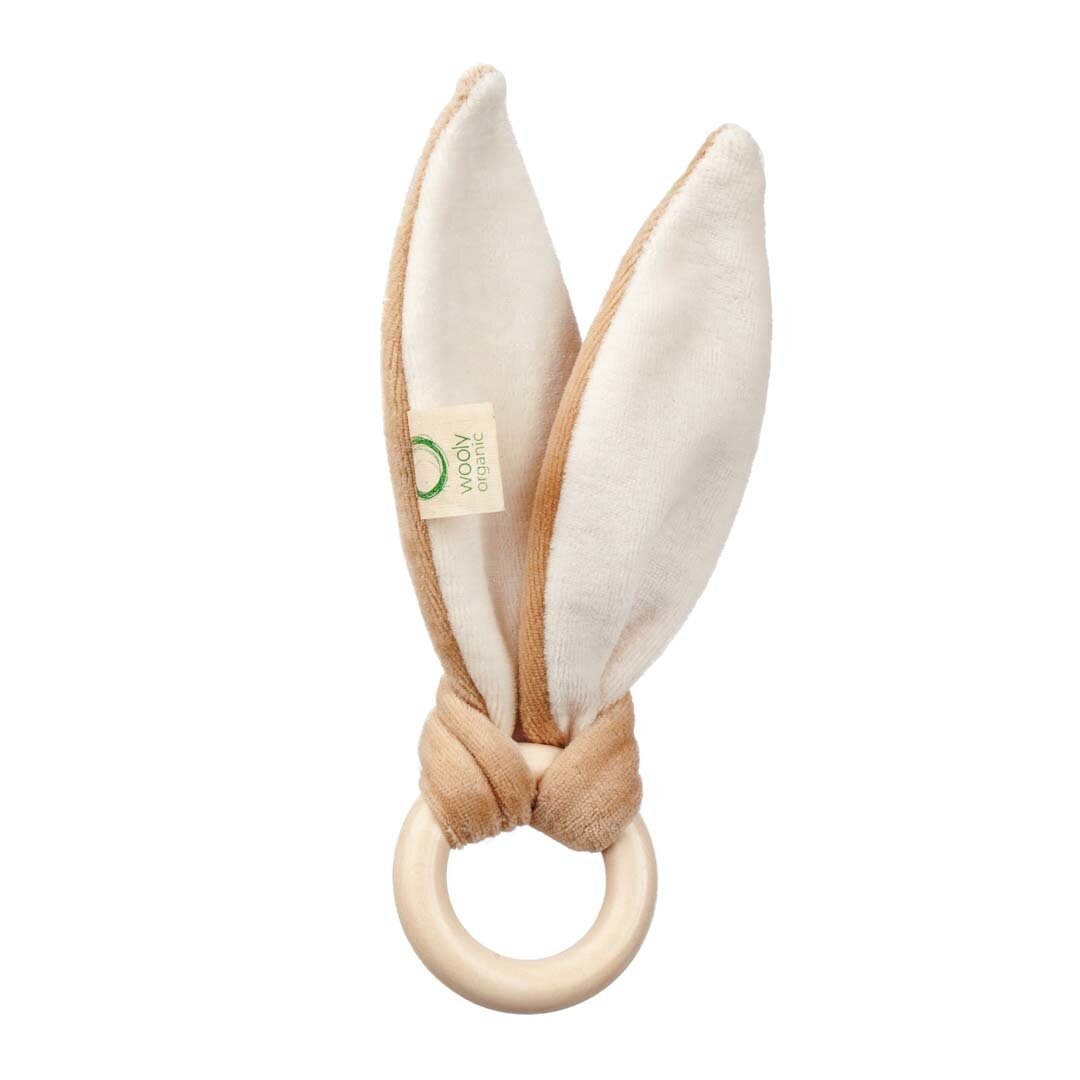 Woolly Organic Crinkle Bunny doudou anello dentizione bio