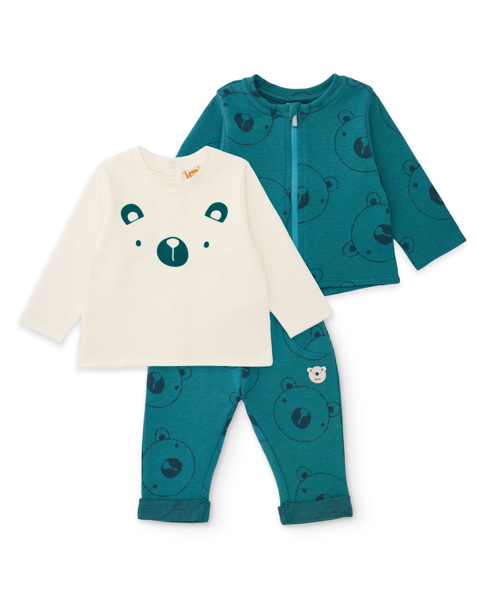 TucTuc Completi Set 3 Pezzi Neonato Verde Stampa Orsi
