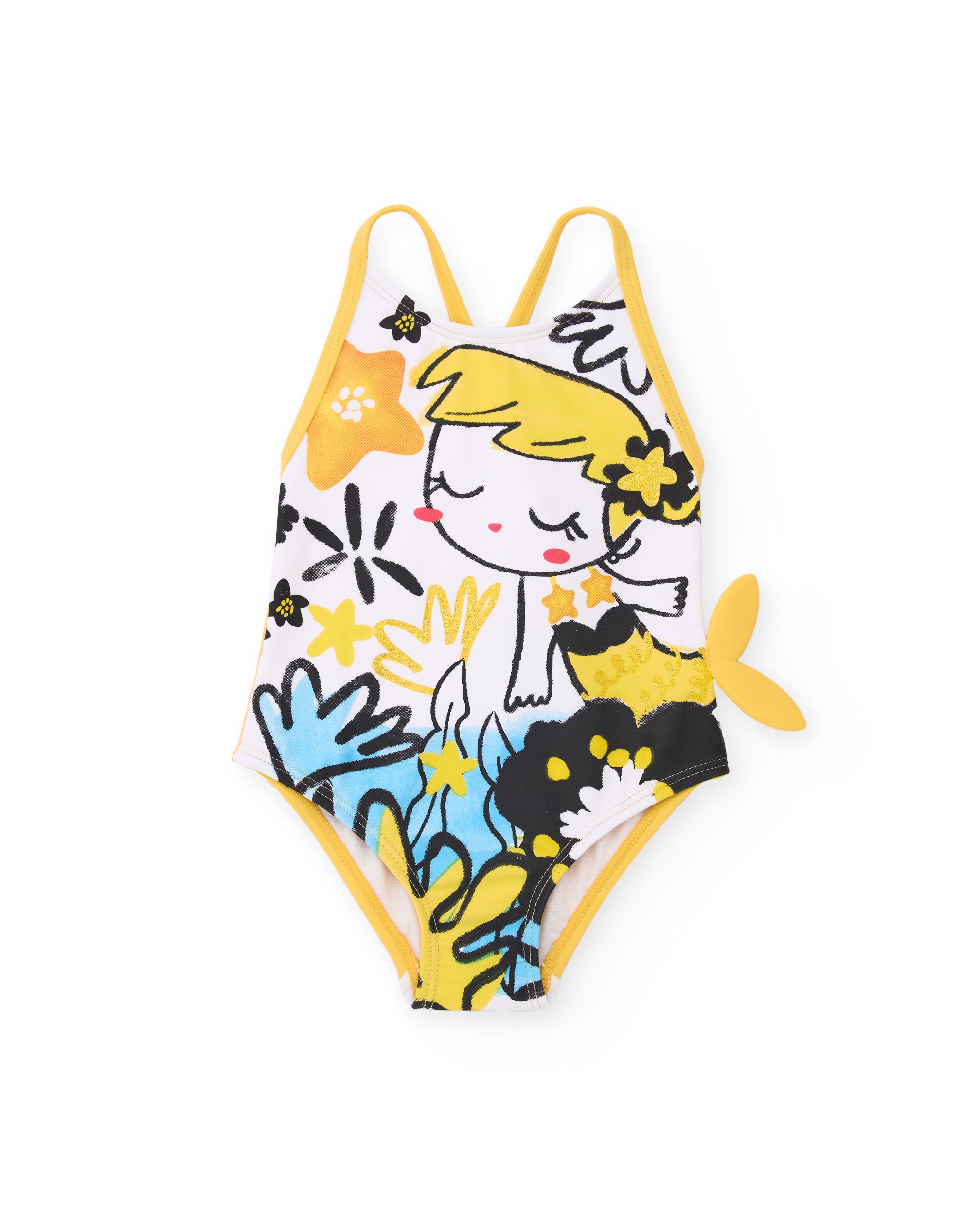 TucTuc Costumi Costume Bambina Giallo Dettaglio Pinna