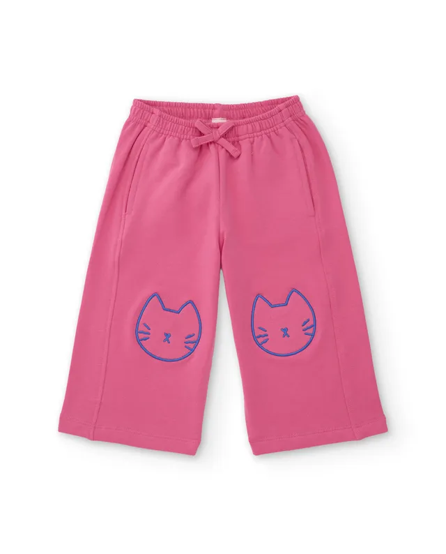 TucTuc Pantaloni felpa bambina rosa ricamo gatto