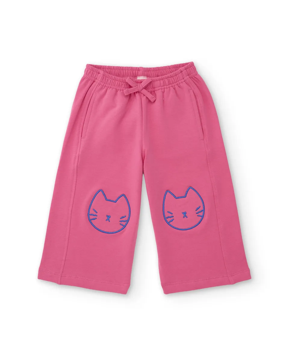 TucTuc Pantaloni felpa bambina rosa ricamo gatto
