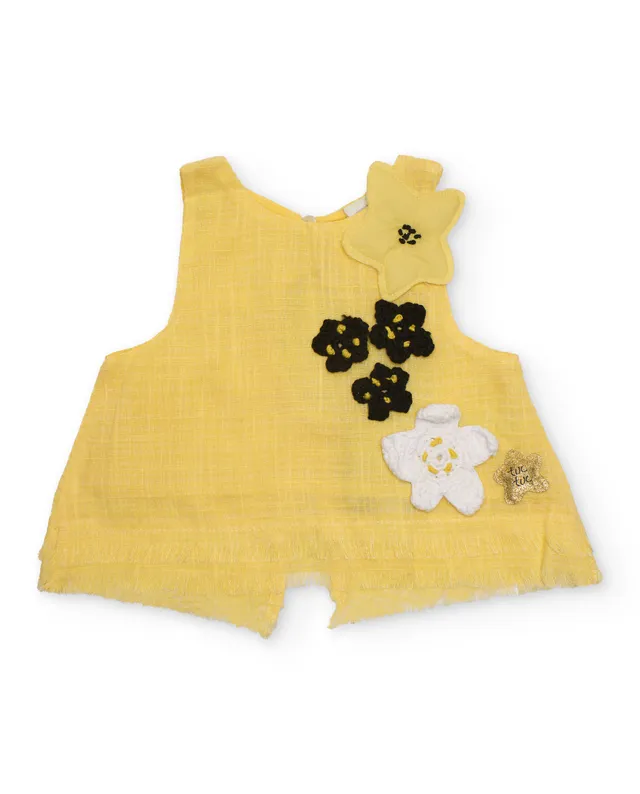 TucTuc Camicette blusa bambina gialla fiori smanicata