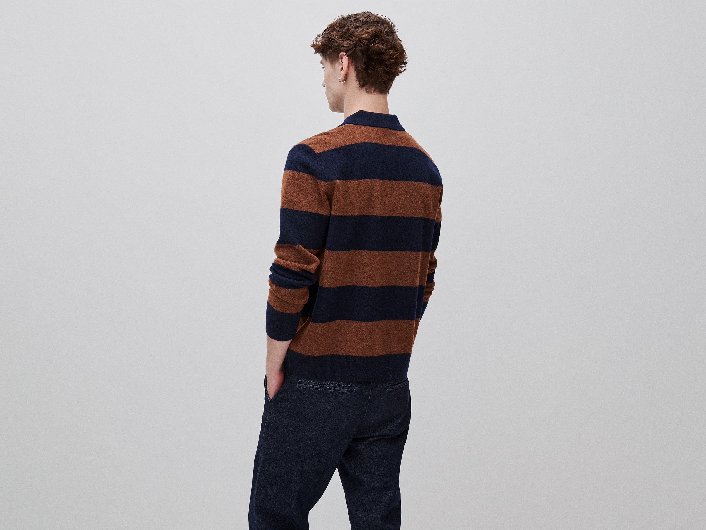 Benetton Sweaters polo maglione lana righe S