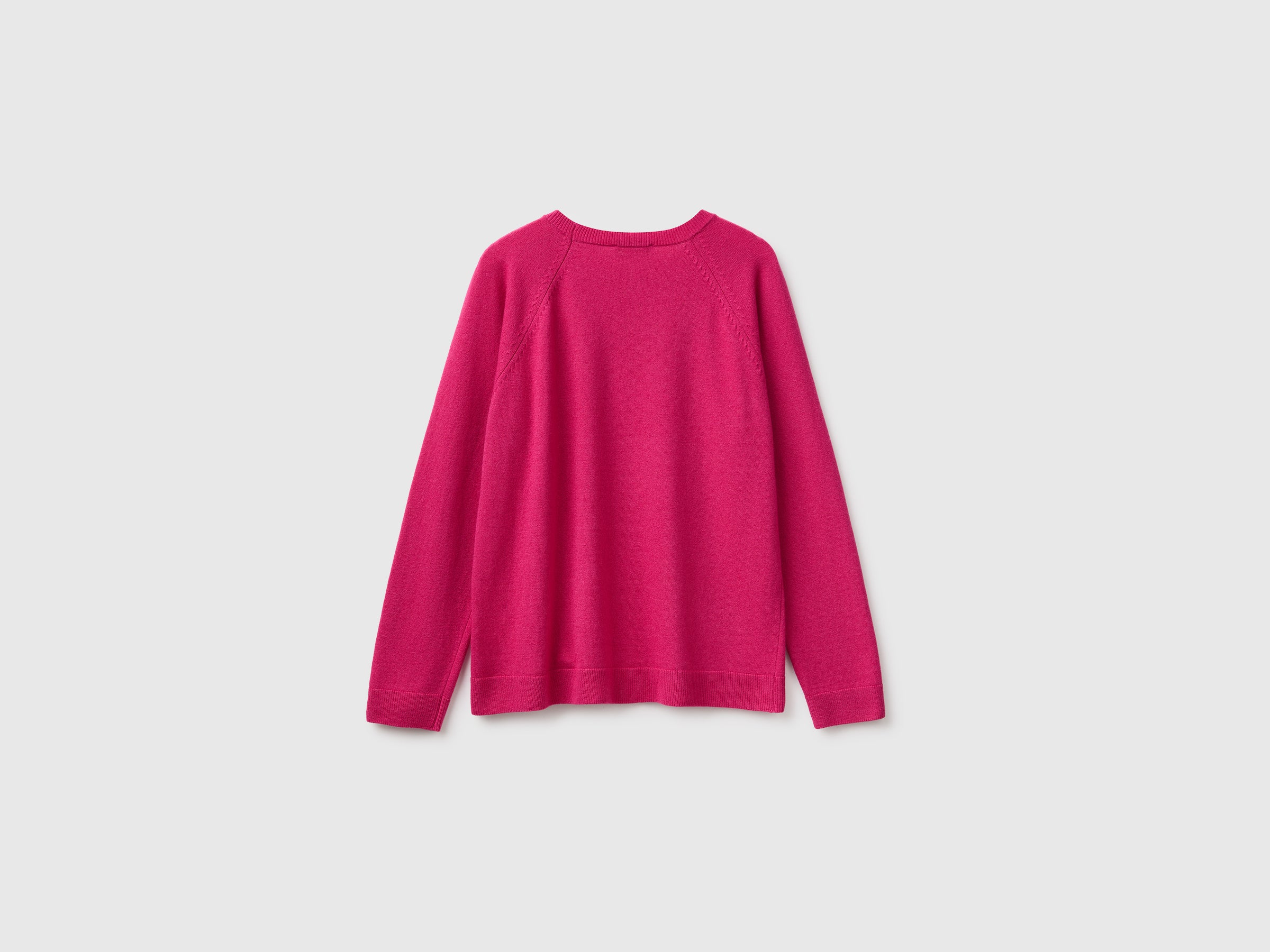 Benetton Maglione fucsia lana e cashmere girocollo