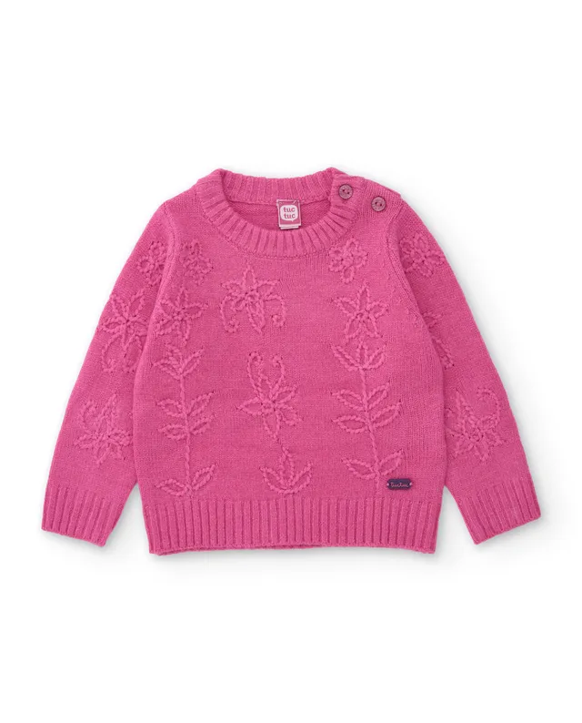 TucTuc Maglioni maglione bambina rosa floreale bottoni