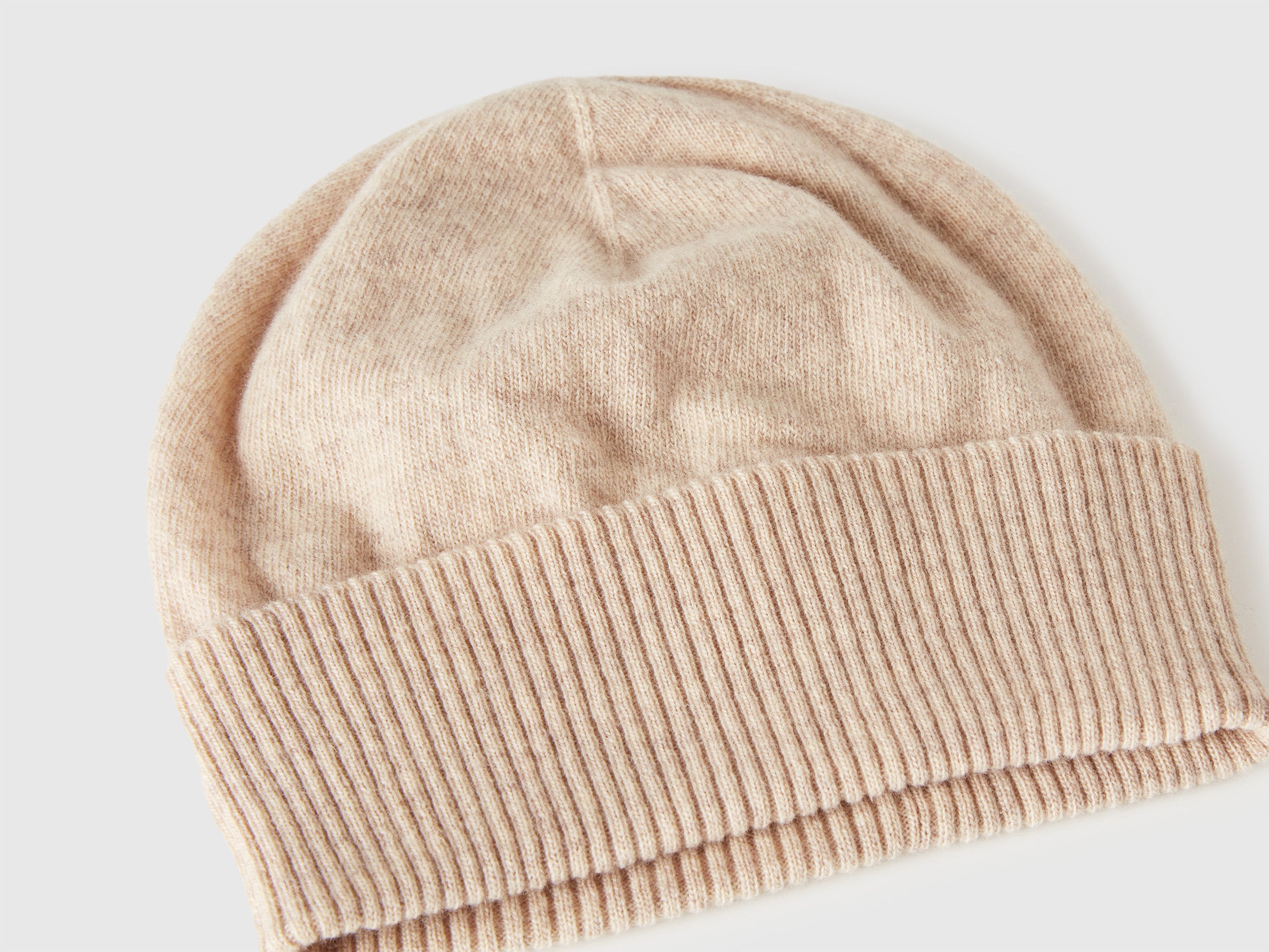 United Colors of Benetton berretto lana merino OS beige risvolto
