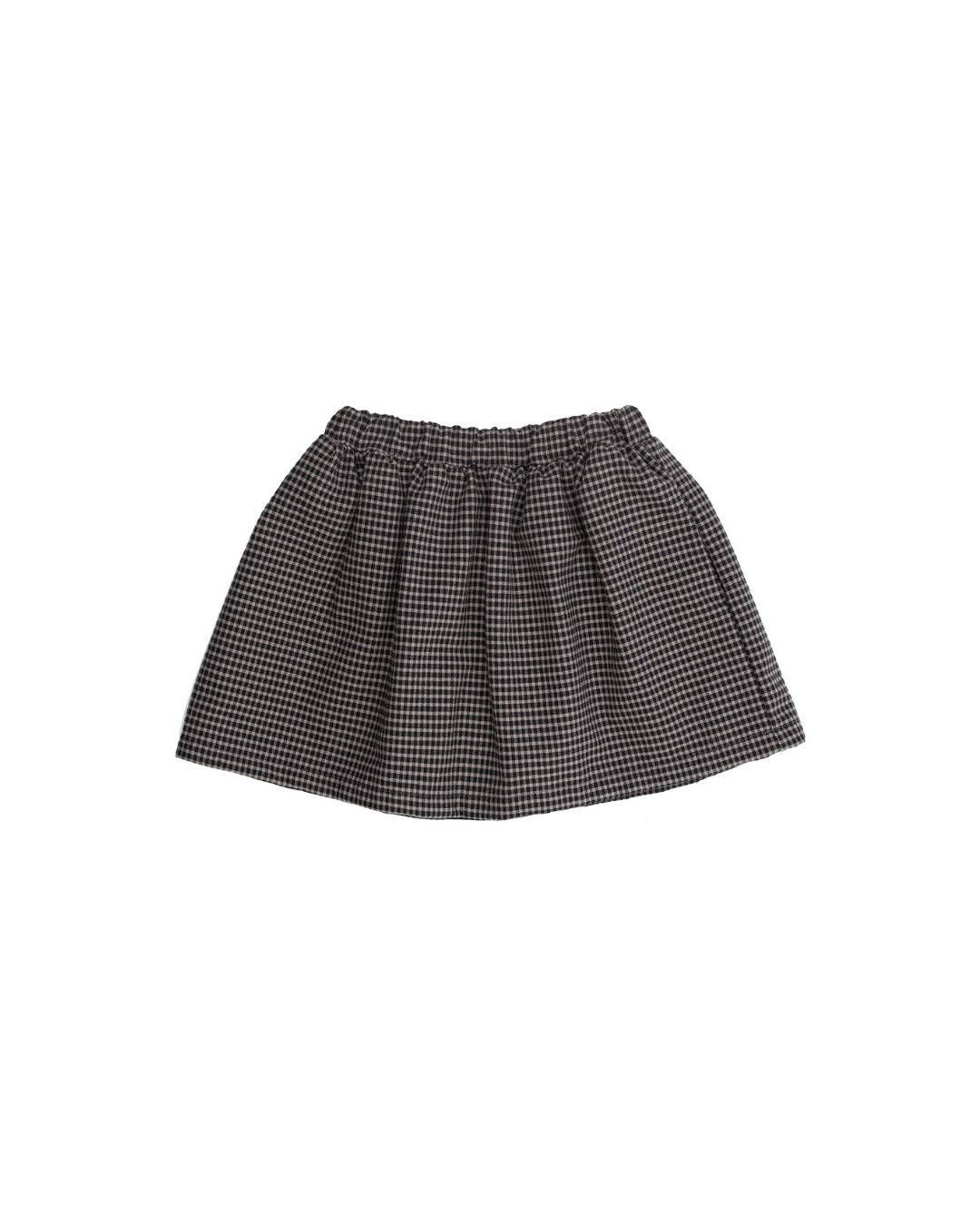 Woolly Organic Skirt AW26 gonna quadri neri cotone organico