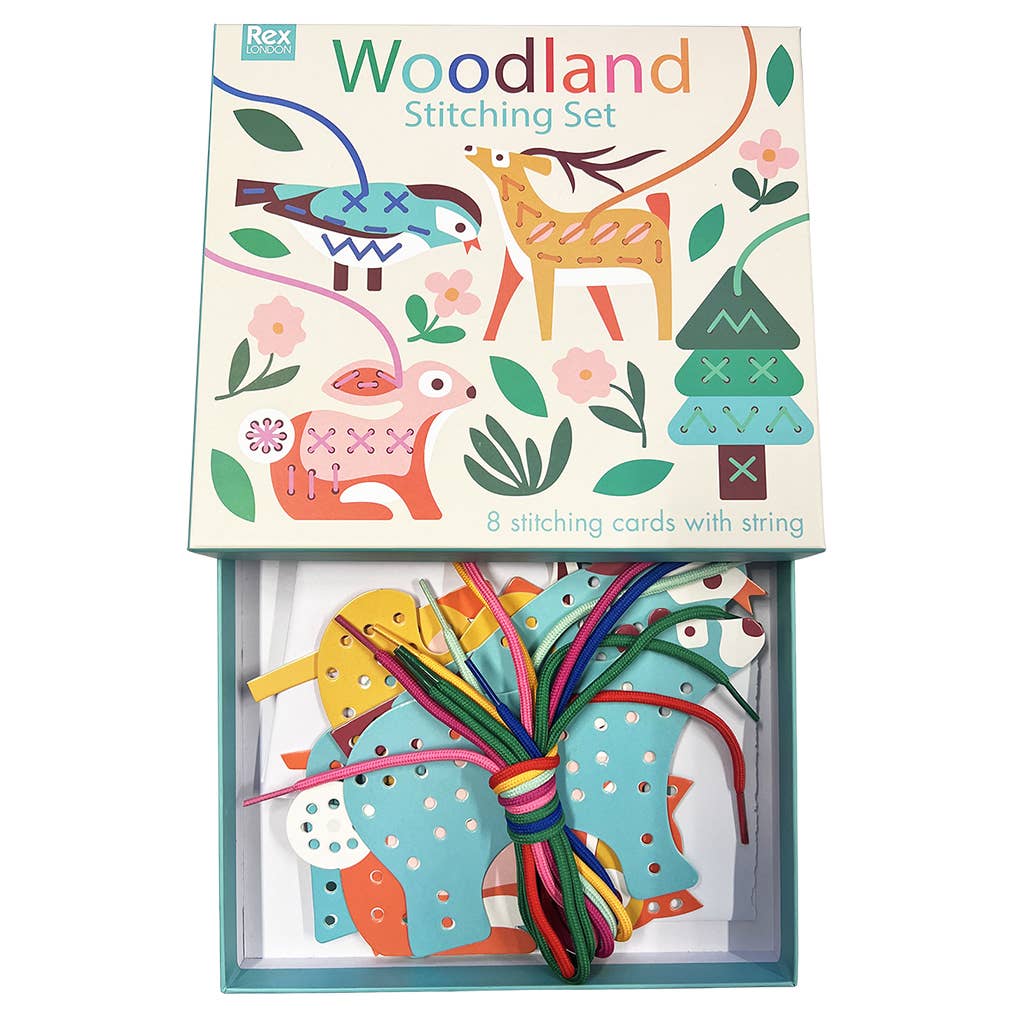 Rex London Woodland set cucito senza ago bambini 8 carte