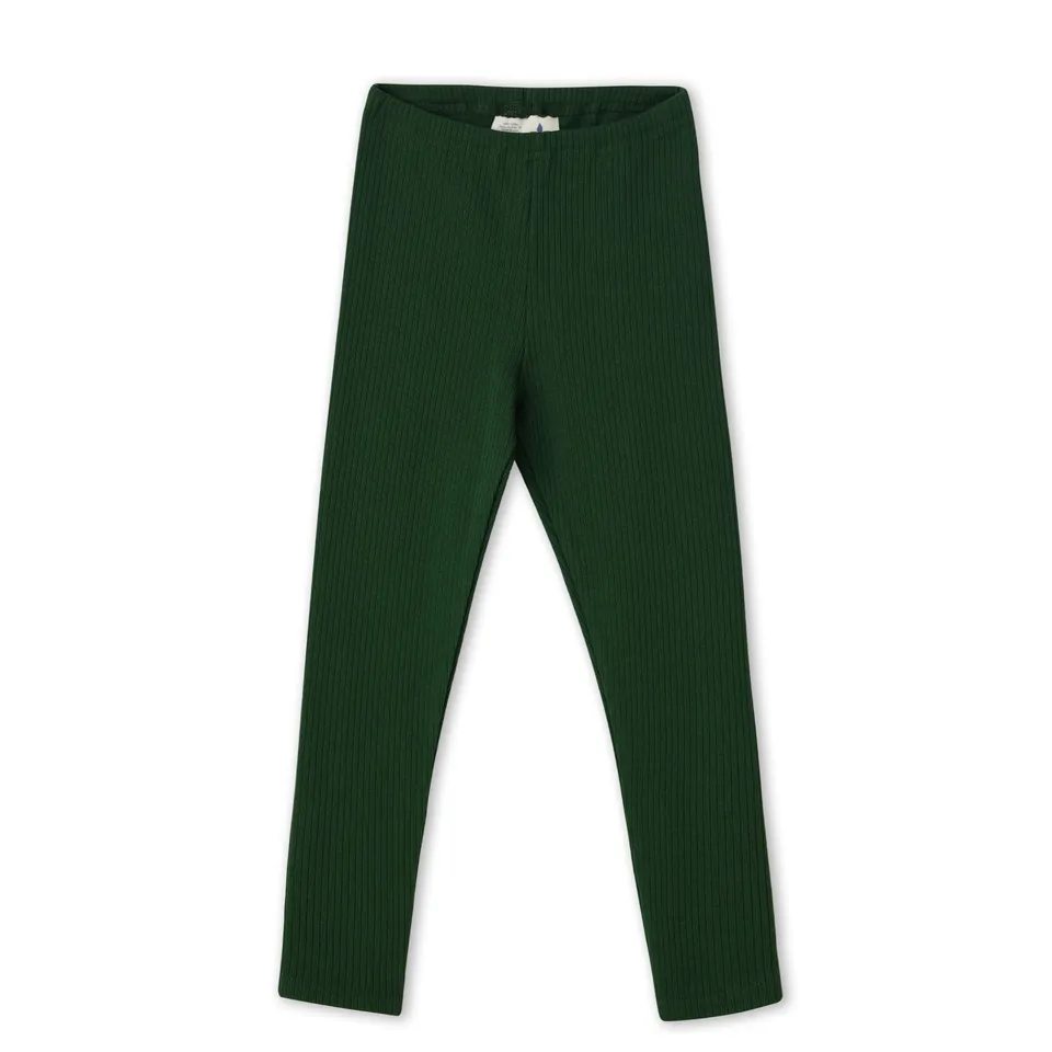 Leela Leggings Coste Cotone Organico Verde Pino 1-2 Anni