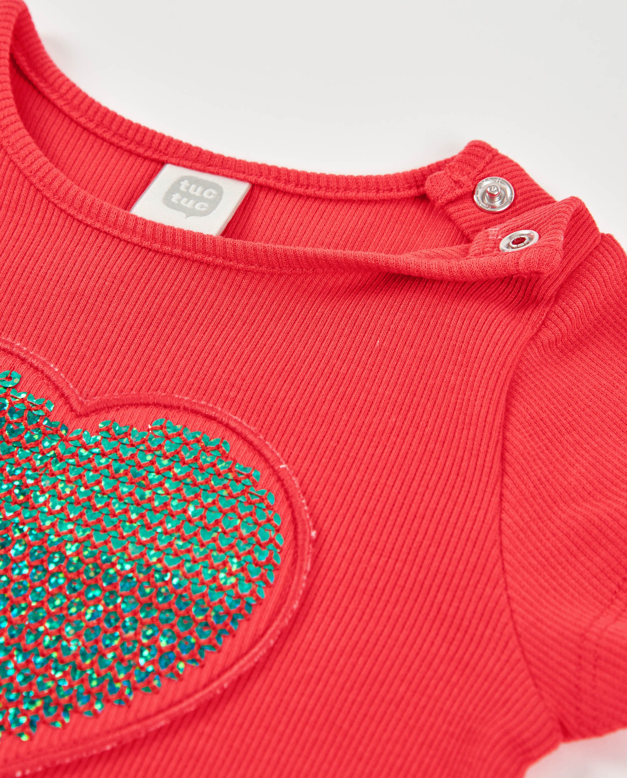 TucTuc Vestiti Vestito Maglia Bambina Rosso Cuore Paillettes
