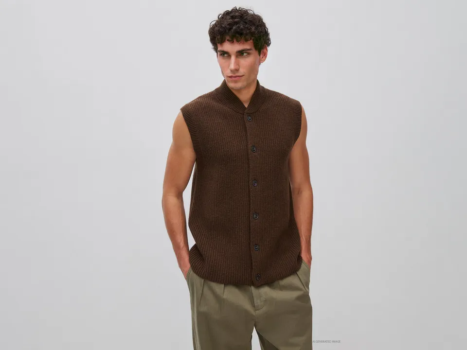 United Colors of Benetton Gilet Lana Abbottonato Collo Bomber