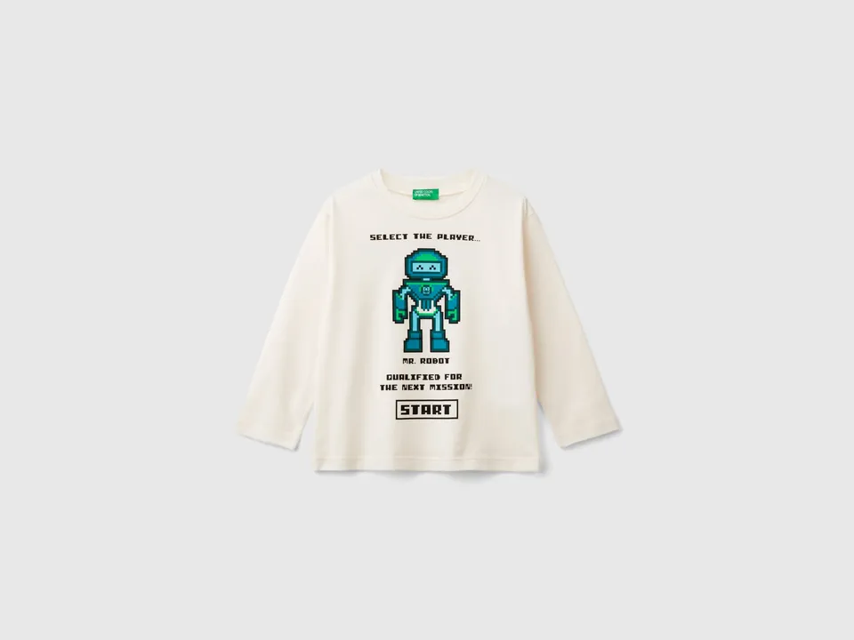 United Colors of Benetton t-shirt stampa cotone organico 98