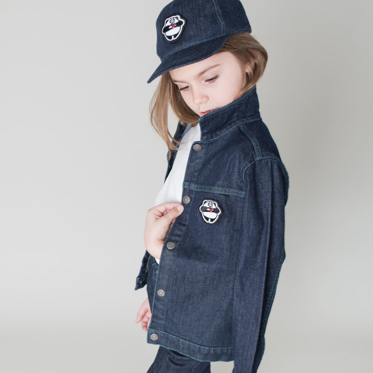 Pamboo Streetwear giacca jeans bimbi cotone bio con emoji