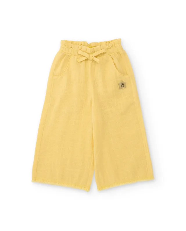 TucTuc Pantaloni Culotte Bambina Giallo Tasche Fiocco