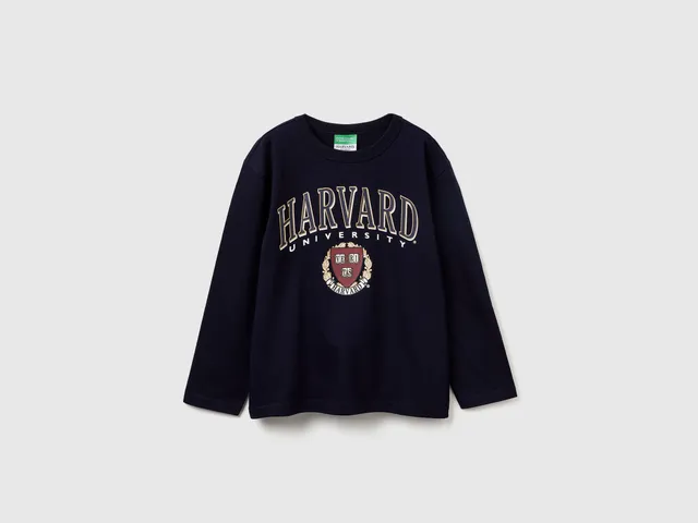 United Colors of Benetton T-shirt Harvard University maglietta maniche lunghe cotone