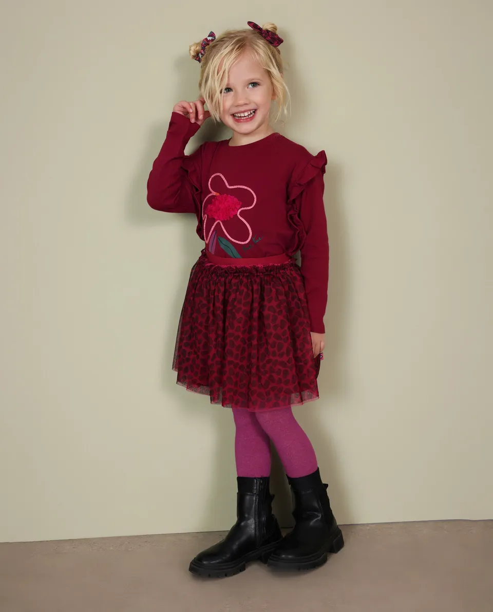 TucTuc Geo-Logic Gonna Bambina Bordeaux Tulle Animalier