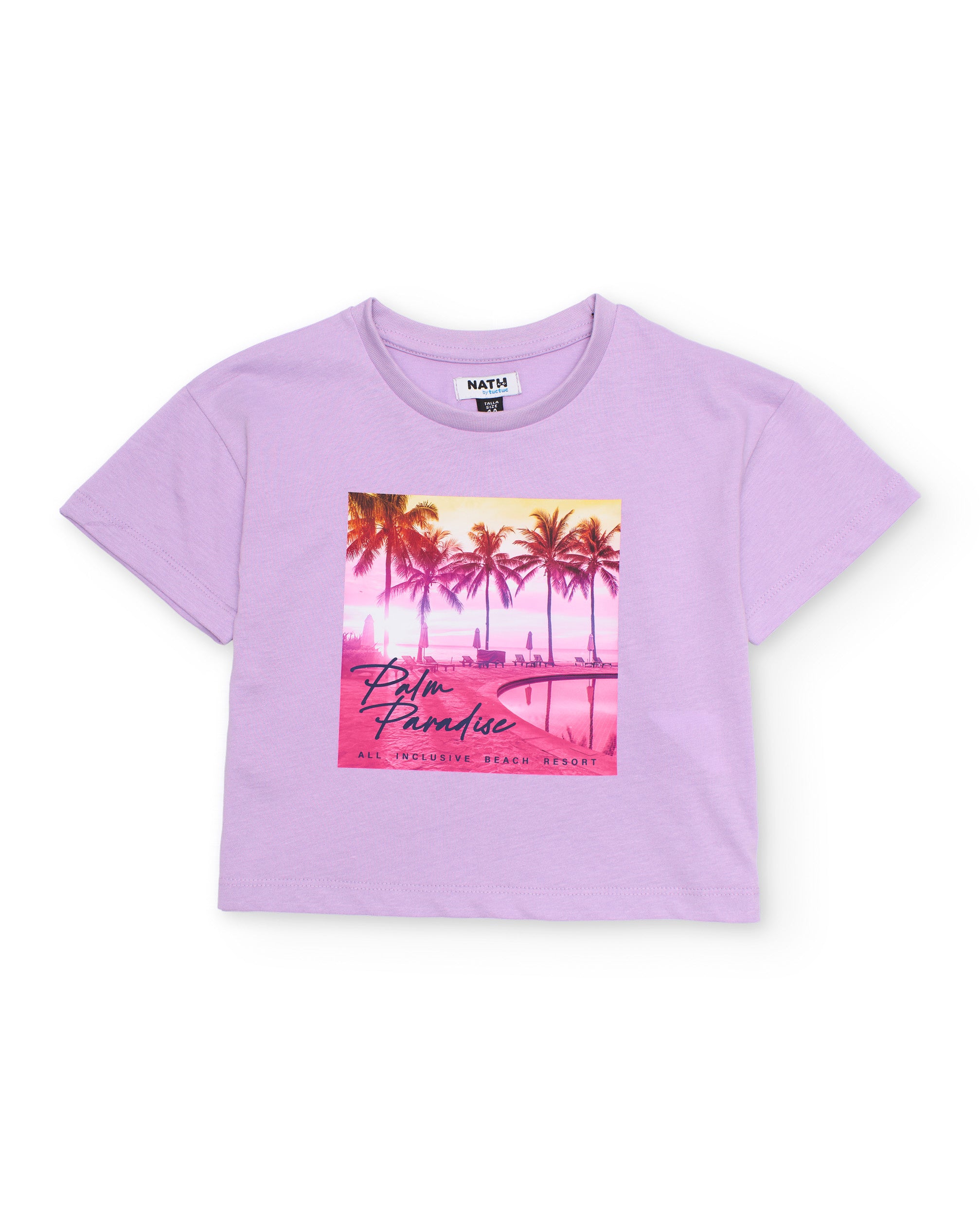 TucTuc Magliette t-shirt bambina lilla stampa palme