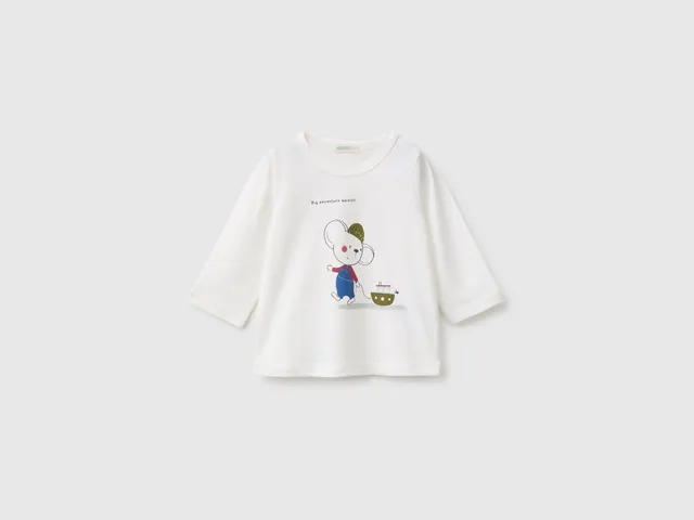 United Colors of Benetton t-shirt neonato cotone bio animali