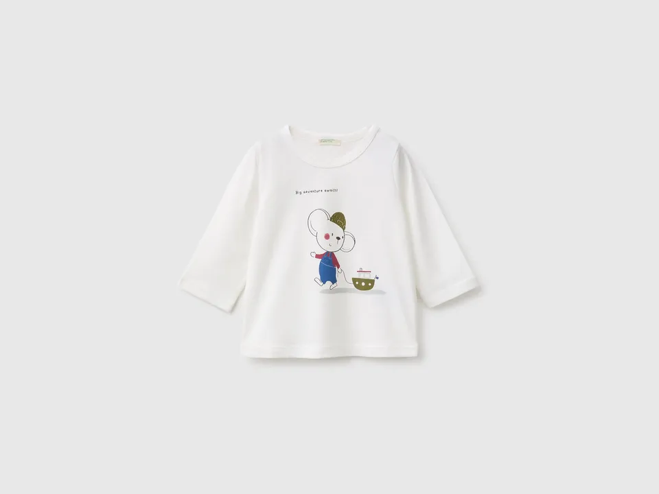 United Colors of Benetton t-shirt neonato cotone bio animali