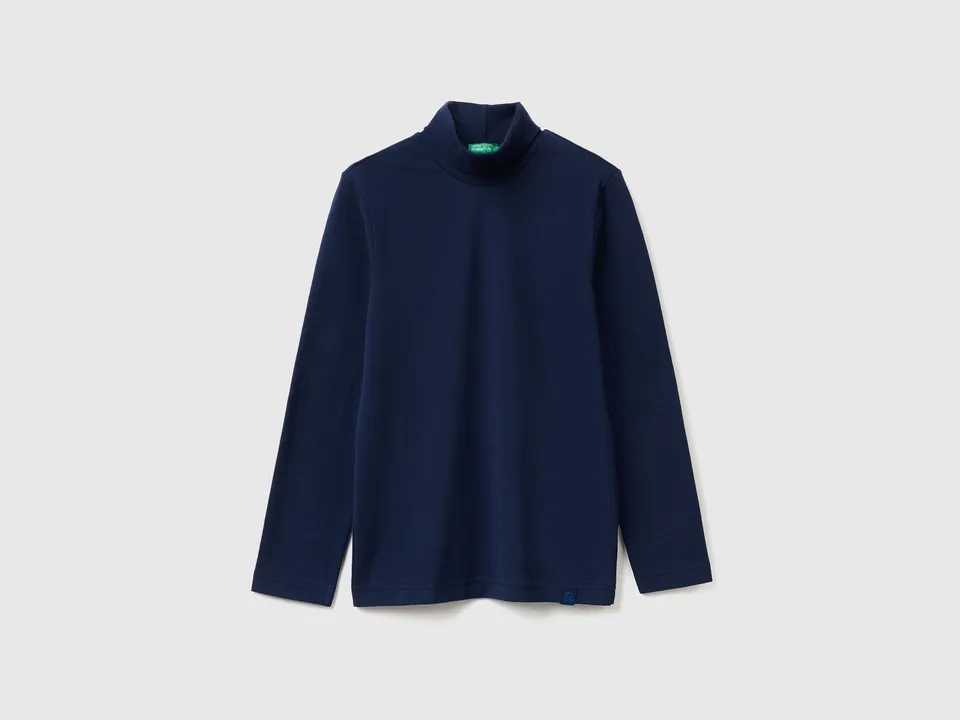 Benetton T-Shirts and Tops Lupetto Manica Lunga Cotone Aderente